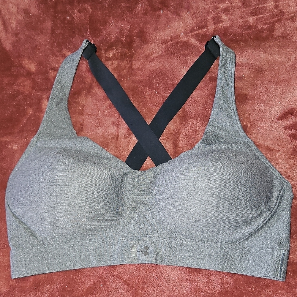 Under Armour Gray and Black Sports Bra with X-Back